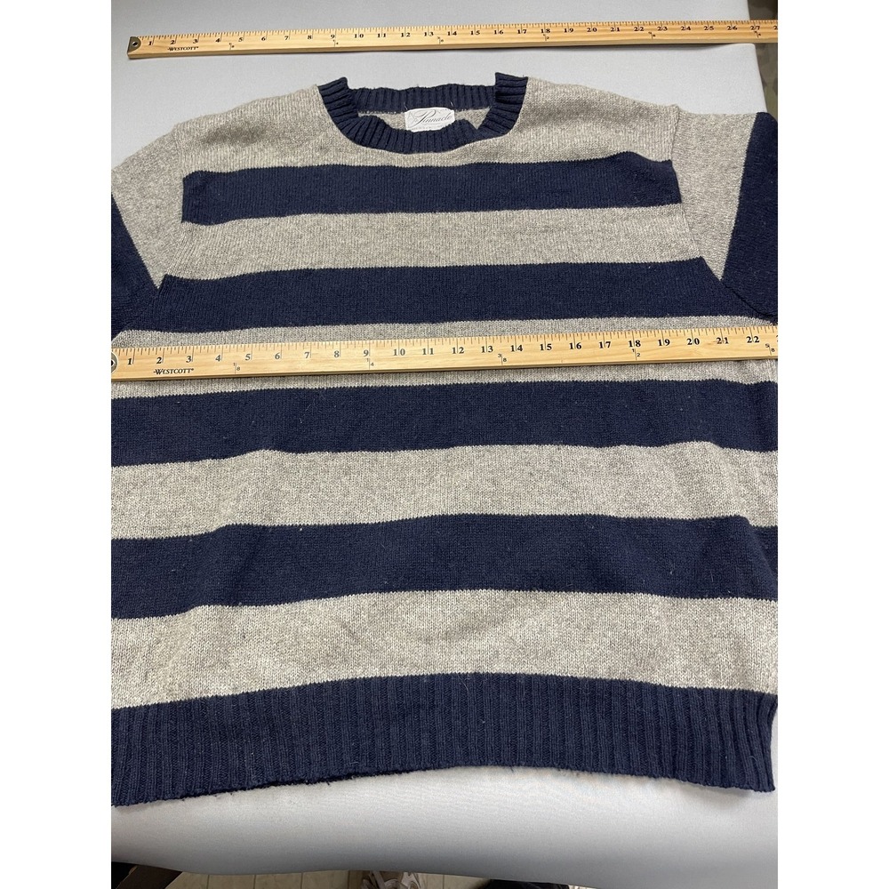 A Pinnacle Mens Sweater XL Striped Wool Blend Crew Neck USA Preppy‎ Vintage